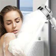 1 件高压可调淋浴喷头，3 档强力增压淋浴喷头，适用于家庭浴室，角度可调淋浴喷雾器，浴室配件