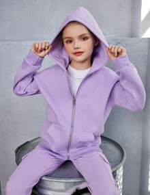 Girls Zip Up Hoodies Teen Fleece Full-Zip Sweatshirts Casual Fall Hoodie With Pocket