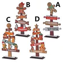 1 szt. ozdoba świąteczna na biurko w kształcie piernikowego ludzika, drewniana dekoracja świąteczna