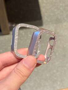 2个闪亮水晶水钻保护壳，双层硬质PC超薄外壳，兼容 38/40/41/42/44/45/46/49mm，适用于 Series Ultra/SE/11/10/9/8/7/6/5/4/3/2/1，智能手表保护壳配件，粉色+星空