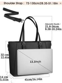 NEWHEY Laptop Bag For Women Lightweight Leather Work Tote Waterproof Business Office Computer Bag For 13.3 Inch Laptop & Tablet Professional Large Capacity Briefcase Handbag Shoulder Bag - Black - View 2