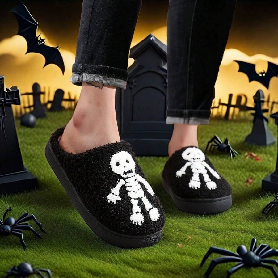 Women's Slippers, Halloween Spooky Ghost Slippers, Funny Personalized Unisex, Size Runs Small, Please Order One Size Up
