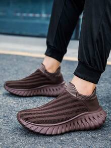 New Casual Shoes For Women, Comfortable Breathable Sports Shoes, Sock-Style Design For Easy On/Off, Versatile Casual Style Suitable For Various Occasions, Unisex/Couples/Women's New Arrivals, Thick Sole Fashionable Brown Elegant Sports Shoes/Women's New Arrivals