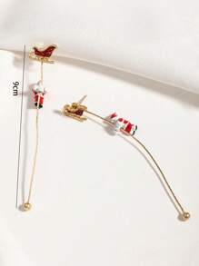 1 Pair Cute Versatile Cartoon Santa Claus & Christmas Tree Holiday Earrings - Multicolor - View 3