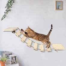 Wooden Cat Bridge, Cat Climbing Wall, For DIY Catwalk, Cat Hammock And Cat Wall For Most Kittens, Medium And Large Cats, 32.5 * 15.5 * 85 Cm - 原木色 - 查看 3