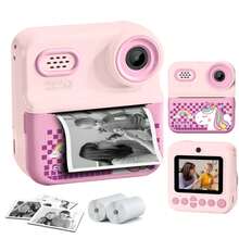 Kid Camera,Instant Print Camera With 2 Rolls Of Printer Paper, 1080P Digital Camera Toys For 3-12 Years With Christmas And Birthday Gifts For Girls And Boys 3 4 5 6 7 8 9 10 11 12 Years Old. Halloween, Christmas, Thanksgiving Day