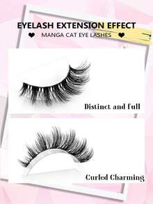 Asiteo 7对装蓬松猫眼假睫毛，透明带假睫毛，卡通风格睫毛，仿貂毛睫毛，自然浓密效果，蓬松短款睫毛延长，适合日常妆容，美妆博主必备，假睫毛