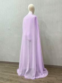 1pc Long Chiffon Bridal Cloak, Versatile Poncho Cape For Cosplay, 150cm Length