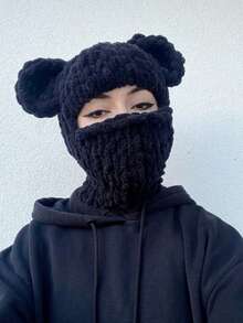 1 Piece Cute Women's Knitted Hat Thick Knitted Handmade Beanie Hat With Bear Ears Design, Super Soft, Super Warm, Multiple Colors Available Daily Casual Warm Hat, Fall / Winter