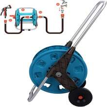 Garden Hose Reel Cart, Portable 2 Wheels Cart For Outside Storage Reel, 196 FT Hose Capacity, Water Hose Holder Storage Stand For Yard Lawn Farm Patio, With Quick Connector Adapter