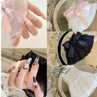 1 Pair Nail Art Photo Shoot Cuffs, Nail Art Lace Wrist Sleeves, Elastic Wrist Cuffs For Sleeves Lace Cuff Shooting Background Props, Lolita Lace Gloves Women's Floral Lace Short Wrist Cuff For Wedding Masquerade
