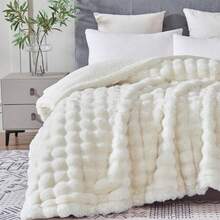 50x60 Inches Ultra-Soft Fuzzy Plush Throw Blanket - Thick, Warm Couch, Sofa, Bedroom, Camping - Decorative Blanket Cozy Warmth, Bubble Ivory White, Sherpa Style - Bubble Khaki - Xem 9