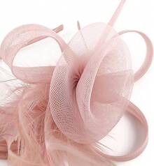 Fascinators Hats Women,Tea Party Fascinator Hair Clip With Feathers Wedding,Derby Hats Headbands - Ha9462-粉紅色 - 查看 7