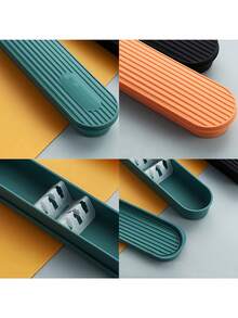 1 hộp đựng dao kéo di động, hộp đựng dao nĩa thìa đũa hộp bút chì hộp đựng màu có nắp, bộ dao kéo du lịch, hộp đựng dao kéo lớn, hộp đựng cơm trưa có chốt (không bao gồm dao kéo), thích hợp làm quà tặng Halloween, quà tặng Giáng sinh, danh sách mua sắm cuối năm - Nhiều màu - Xem 3