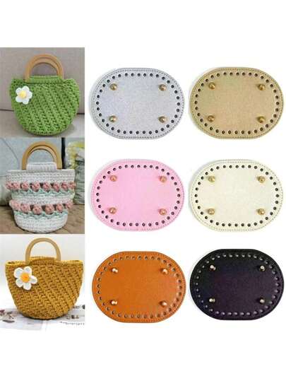 15*15厘米椭圆形PU包底垫，带孔，适用于手提包和钱包制作，手工钩编椭圆形包底，PU包底支撑，DIY手提包椭圆形底板支撑，钩编工具