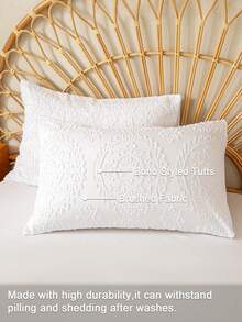1pc/2pcs/4pcs Cozy Tufted Microfiber Pillow Cover Set (Pillow Inner Not Included), Soft & Comfortable, Suitable For All Seasons Christmas Gift - White - View 8