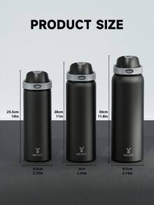 Meoky 32oz Vacuum Insulated Water Bottle with 2-in-1 Straw and Spout Lid, Insulated Cup, Keep Cold 24H, Leak-Proof, Fits in Car Cup Holder, Stainless Steel Tumbler for Sports, Travel, and School - 黑色 - 查看 3