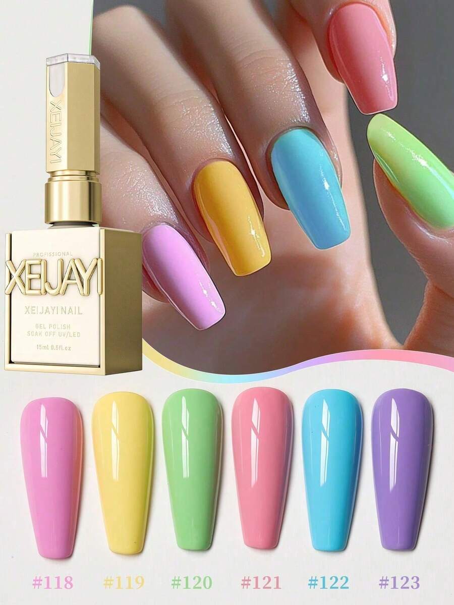 XEIJAYI 1pc Candy Sugar Gel Nail Polish Set UV LED Soaking Nail Gel, Semi-Permanent, DIY Salon Quality Nail Art Gel For Spring And Summer - Nhiều màu - Xem 1