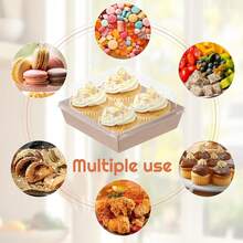 5.3x 4.9 X 2.4 Inches Paper Cake Boxes With Clear Lids, 50 Pack Square Disposable Bakery Boxes To Go Food Containers For 3-4 Inch Cake, Pie, Dessert, Cupcake, Charcuterie, Cocoa Bomb (Brown) - 棕色 - 查看 8