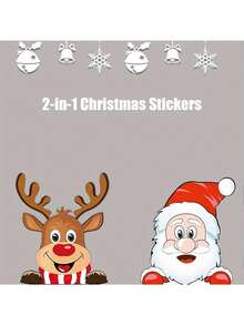 1 Stück Weihnachts-Fahrzeug-Aufkleber - Weihnachtsmann und Rentier wasserfeste Fensteraufkleber - selbstklebende Vinyl-Weihnachtsdekoration 15 x 15 cm für Glas, Metall, Keramik - Anime-Thema Einmal-Weihnachtsdekoration Wandaufkleber Raumdekoration Wanddekoration Heimdekoration