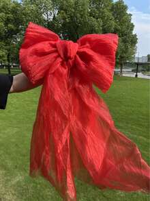 红色大蝴蝶结圣诞派对装饰，巨型圣诞蝴蝶结派对背景装饰，大型欧根纱巨型蝴蝶结悬挂装饰，适用于圣诞节、婚礼派对、家居装饰、圣诞装饰、房间装饰、冬季圣诞装饰、家居圣诞礼物、圣诞装饰