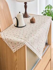 1pc Cartoon Cherry Print Tablecloth, Vintage American Country Style Lace Edge, Multipurpose Cover For Dining Table, Kitchen, Coffee Table, Microwave, Cabinet, Daily Use, Holiday Party, Photography Background, All Season - Multicolor - View 8