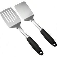 Brushed Slotted Stainless Steel Turner, Non-Slip Spatula With Ergonomic Handle - 2 包特納 - 查看 13