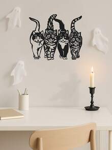 1pc Elegant Black Metal Cat Silhouette Wall Decor - Whimsical And Artistic Cat-Themed Art Piece, Ideal For Home, Office, Living Room, Perfect Gift For Cat Lovers, Housewarming, Valentine's Day, Christmas, Great For Modern Home Decor, Interior Decoration And Room Styling. - Multicolor - View 7