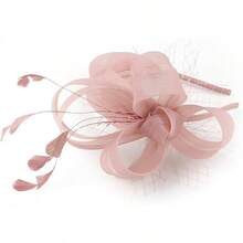 Fascinators Hats Women,Tea Party Fascinator Hair Clip With Feathers Wedding,Derby Hats Headbands - Ha9461- Hồng - Xem 3