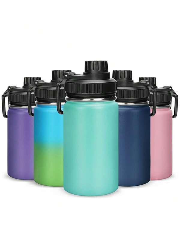 Botella de agua de 12 onzas de acero inoxidable, aislada al vacío, sin condensación, a prueba de fugas, ligera, con retención de calor y frío para deportes