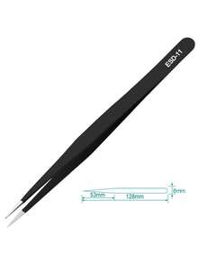 1/2 Stücke Nagel-Kunst Edelstahl Pinzette Schwarze Ellbogen Hand Zelt Clip Haar Picking Nagel Transplantation Wimpern Gerade Pinzette