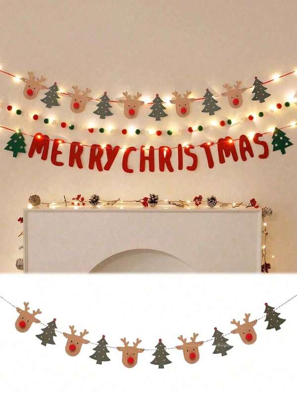 10 pçs/set Rena e decoração de árvore de Natal Puxar bandeira Enfeites de papel de Natal para pendurar Bandeira de papel de Natal Puxar bandeira Alce de Natal Faixa de árvore de Natal, decoração interna/externa Faixa Fazenda Lareira de Natal Decoração pendurada, decorações de casa de Natal Decorações de festa de Natal Feliz Natal