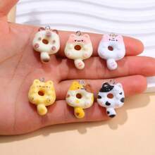 10 件彩色树脂甜甜圈猫吊坠饰品，手工制作的珠宝制作配件，适用于耳环、项链、手链、钥匙扣、包包装饰 - 随机搭配 - 彩色 - 查看 10