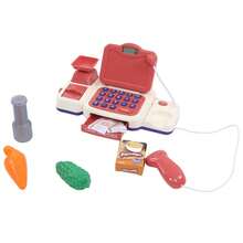 Simulación de juguete de caja de efectivo multifuncional Play Cashier Toy con micrófono - Rojo y blanco - Ver 10
