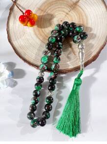 1pc 10cm Big Floral Beads 33pcs Delicate Muslim Prayer Beads, Original Handmade Colorful Arabic Tassel Bracelet - Multicolor - View 5