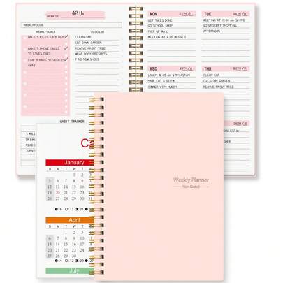 Trees Women's Weekly Planner Notebook, Undated Daily Schedule, Spiral Bound Goal Planner With Habit Tracker