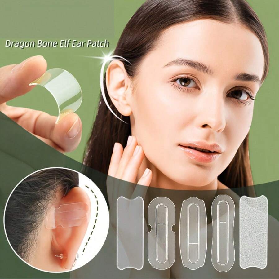 12 piezas de pegatinas de orejas de elfo con encaje de moda, pegatinas de soporte para orejas, pegatinas adelgazantes para la cara, pegatinas de fijación transparentes, maquillaje, económicas, decoración de habitación, tocador, viaje, dormitorio, accesorios de maquillaje