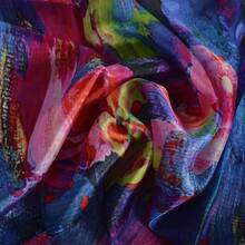 100% Mulberry Silk Scarf For Women Lightweight Long Scarves Beach Wraps Cover Up -Travel Photography Scarfhalloween - Blue Red - 查看 6
