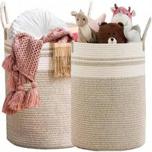 2PCS Cestos para Ropa Sucia XL - 58L Lavandería Plegable, Organización Hogar, Cestos para la Colada con de Cuerda, Cestos para Dormitorio, Baños, Sala para Organizar Ropa o Juguetes - 2Pcs Blanco - Ver 6