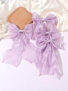 4pcs Cute & Fashionable Hair Clips, Large Colorful Polyester Bow Hair Clips, Stylish Hair Accessories, Girls Hair Decorations - Multicolor - View 12