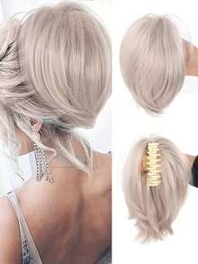 Extensiones de cabello postizo rizado y desordenado con moño elástico, extensiones de cabello para mujeres, cobertura para cola de caballo, pinza para cola de caballo corta de múltiples colores, accesorios de moda para el cabello, pinzas para el cabello, accesorios de otoño, pinzas para el cabello de invierno, accesorios para atuendos de vacaciones, accesorios de verano para la playa - Multicolor - Ver 17