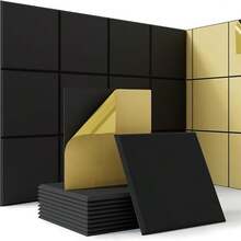 12/24pcs Acoustic Wall Panel Tiles Studio Sound Proofing Insulation Self Adhesive - Black - View 3