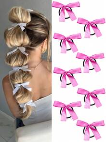 6pcs/Set Versatile Hair Tie, Hair Ties, Scrunchies, Ribbons, Bowknot Hair Accessories, Minimalist High-End Headpiece, New Korean Style Ponytail Hair Rings, Elegant High-End Dance Party Decorative Headpiece, Princess Style Casual Hair Accessories, Gift & Photography Props For Women