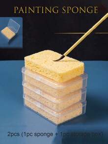 2块装美术绘画海绵 水彩和痛风吸水海绵 带收纳盒 保湿吸水绘画海绵 美术绘画用品 美术生必备 开学季,返校,学校用品 - 彩色 - 查看 10