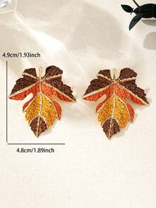 2pcs/Set Autumn Maple Leaf Enamel Painted Earrings (For Women)
