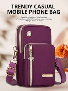 迷你手机袋、腕带包、多口袋小钱包、女士钱包、时尚拉链钱包、女士休闲手拿包、多功能手机包、腕带包、小型女士斜挎包、多拉链金属装饰手机单肩包、便携手提包、臂包 - 彩色 - 查看 3