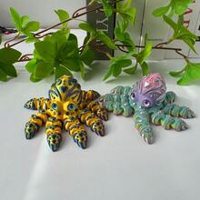 2-Piece Set Of 3D Printed Golden Octopus And Universe Colored Octopus Statues, Party Gifts, Collection Of Dreamy Creatures, Ideal Gifts For Birthdays, Holidays, Christmas, And Halloween - Multicolor(2 Pieces) - View 1