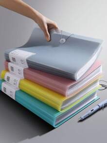 1pc Semi-Transparent File Folder, Clear Insert Page Binder, Snap Closure Document Folder, Multi-Color Storage Box, Multi-Size Refillable Binder, 20/30/40/60/100 Pages, A4 Multi-Layer Insert Sleeves, 5 Color Options - Multicolor - View 1