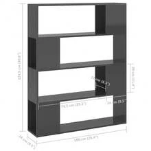 Bücherregal Raumteiler Hochglanz-Grau 100x24x124 cm - Grau - Übersicht 6