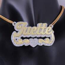 Dây chuyền khắc tên theo yêu cầu - Dây chuyền khắc tên lấp lánh - Dây chuyền khắc tên bằng acrylic - Mặt dây chuyền khắc tên cá nhân với ren hình trái tim lấp lánh - Dây chuyền khắc tên - Quà tặng tùy chỉnh màu vàng, phong cách, thời trang mùa thu, cổ điển, unisex, đơn giản, thường ngày, hipster, gothic, punk. Quà tặng lý tưởng độc đáo dành cho người yêu, bạn trai, bạn gái, bố, mẹ, trang sức cho phụ nữ. - vàng - Xem 25